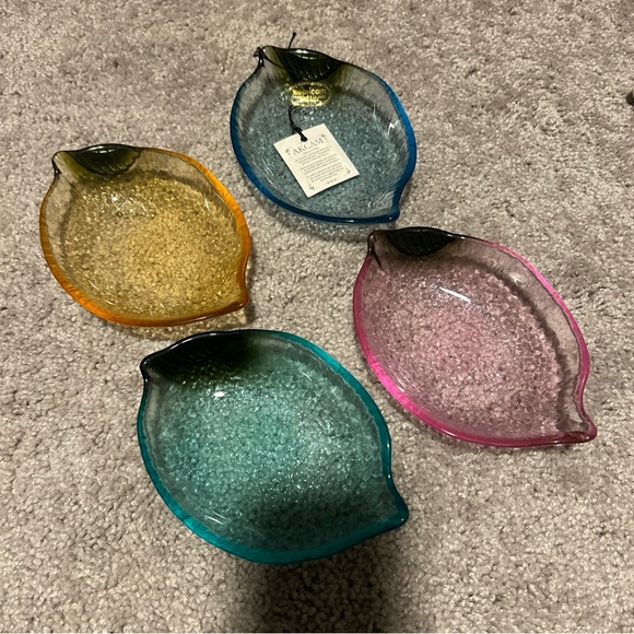 Akcam Turkish Glass Lemons  Appetizer Plate Dish - Set of 4 - New Colorful 6’ - Picture 2 of 2
